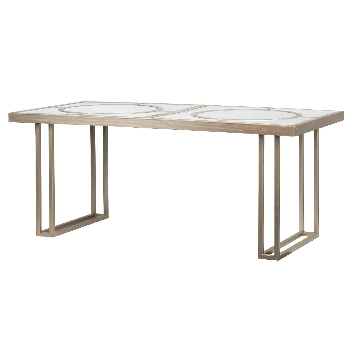Table de salle à manger en bois champagne et métal - 180 x 90 x 77 cm
