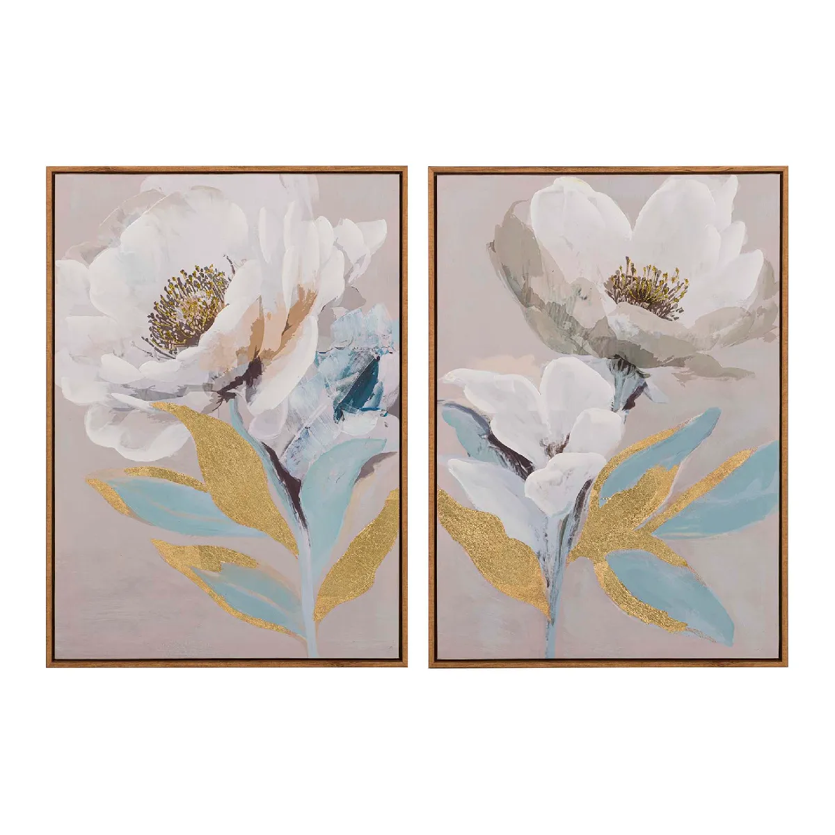 Ensemble de 2 tableaux de fleurs, peints à 80 % à la main 50 x 4 x 70 cm
