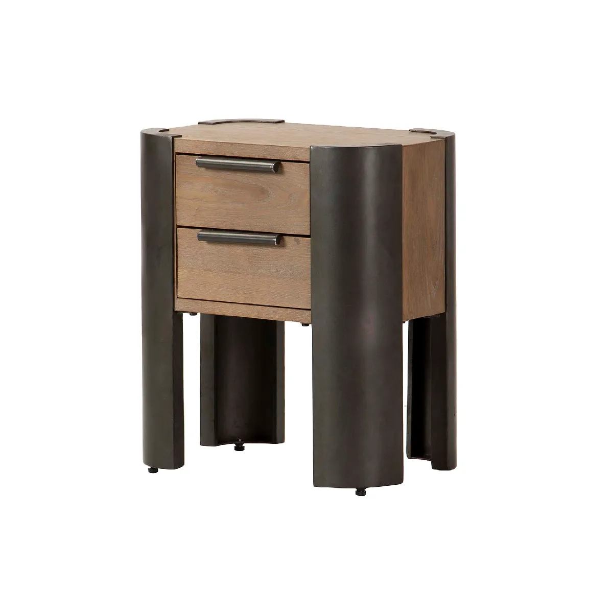 Table d'appoint en bois brun et noir et métal - 48 x 35 x 56 cm