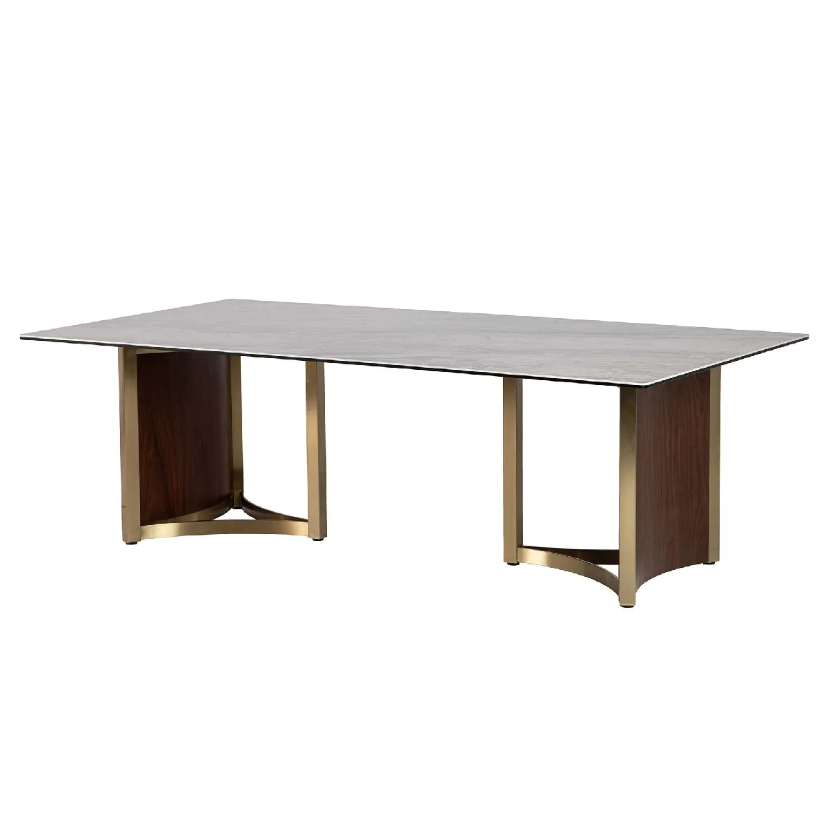 Table de salle à manger Celaya en pierre et verre - 240 x 120 x 76 cm