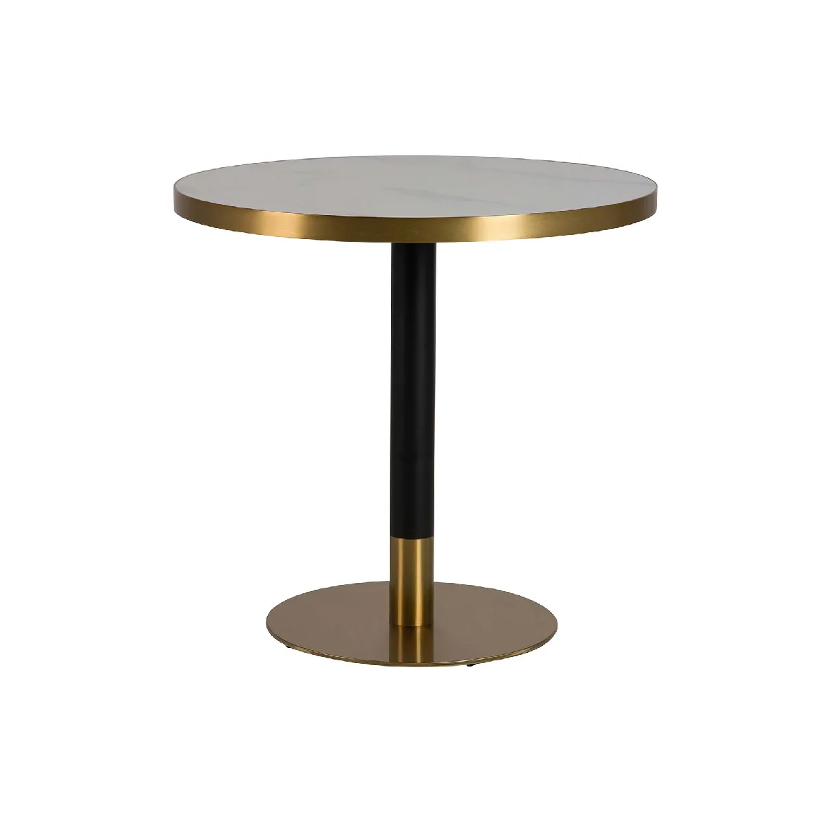 Table de salle à manger Quena en acier inoxydable et pierre - 80 x 80 x 75 cm