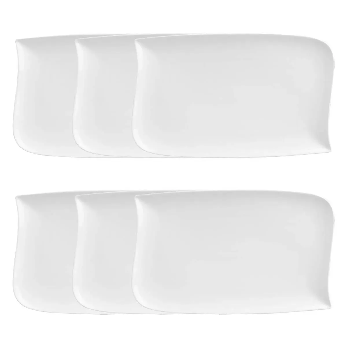 Lot De 6 Assiette Plate Rectangle Vague 33x20cm - Sg Secret De Gourmet