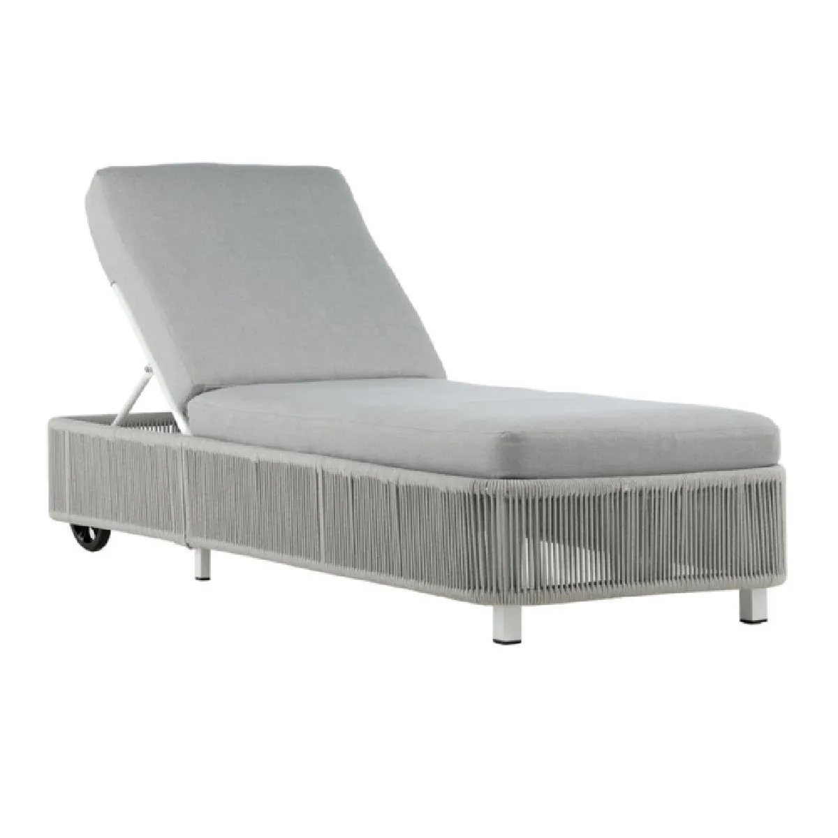 Transat à Roulettes "Virya" 205cm Blanc & Gris