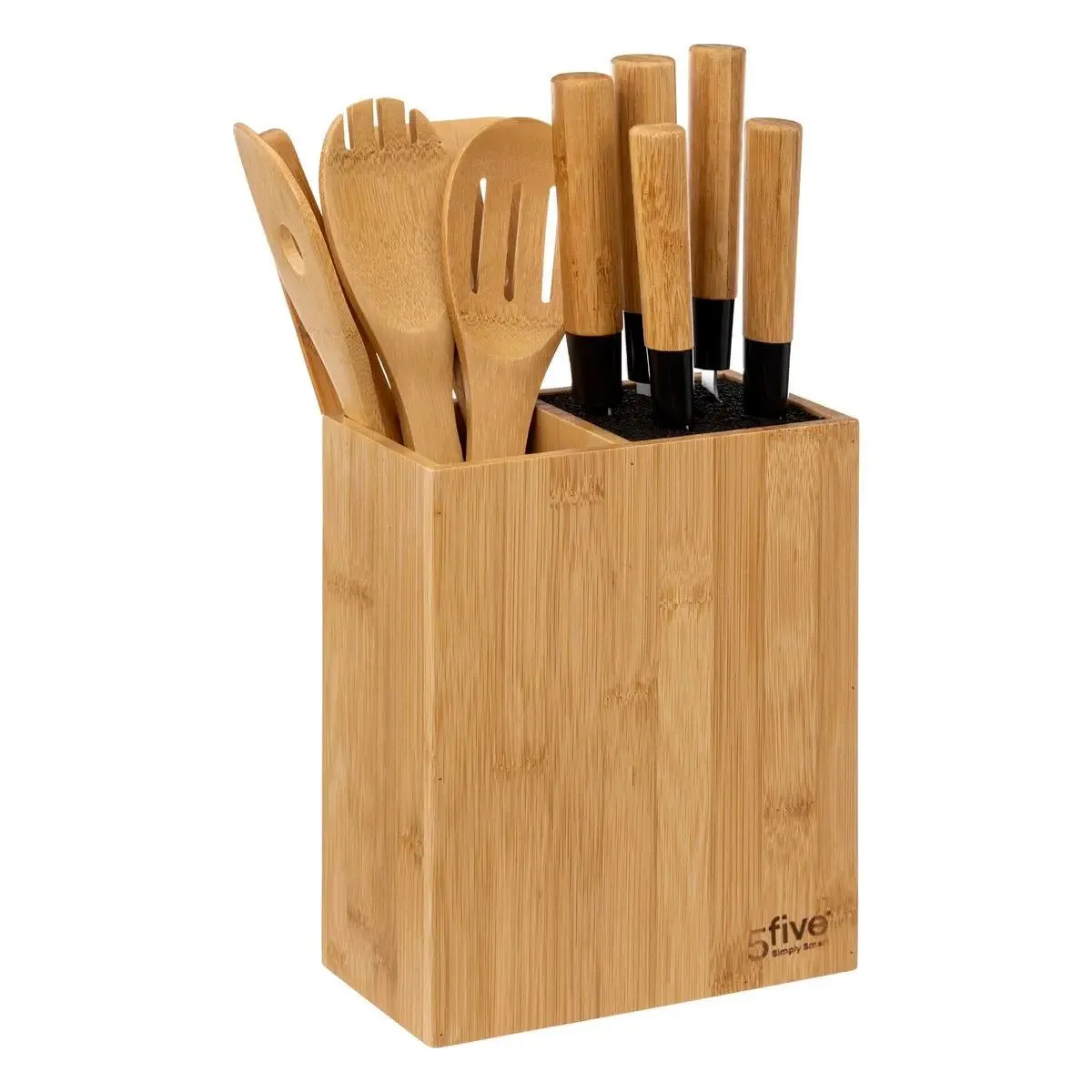 Bloc 5 Couteaux & 5 Ustensiles Manche Bambou - 5five