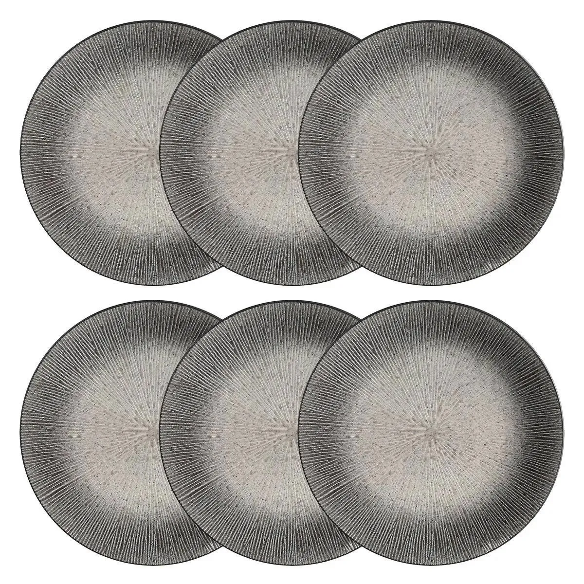 Lot De 6 Assiettes Plate Atelier Gris 27cm - Sg Secret De Gourmet