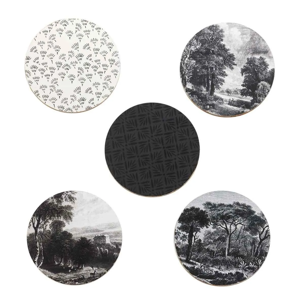 Lot de 6 Dessous de Verre - HOME DECO FACTORY - Black Forest - En Bois - Noir