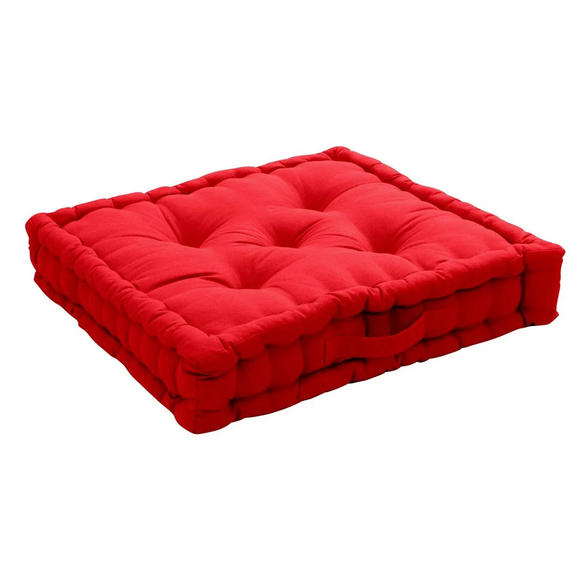 Coussin De Sol Uni "panama" 50x50cm Rouge