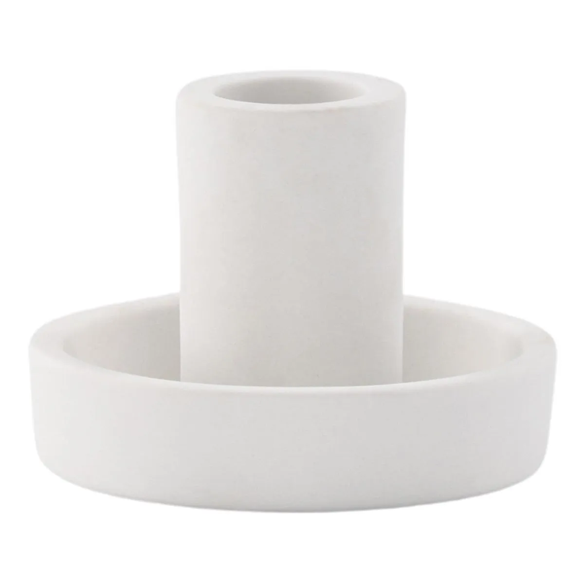 Bougeoir Design en Argile "Ceco" 11cm Blanc