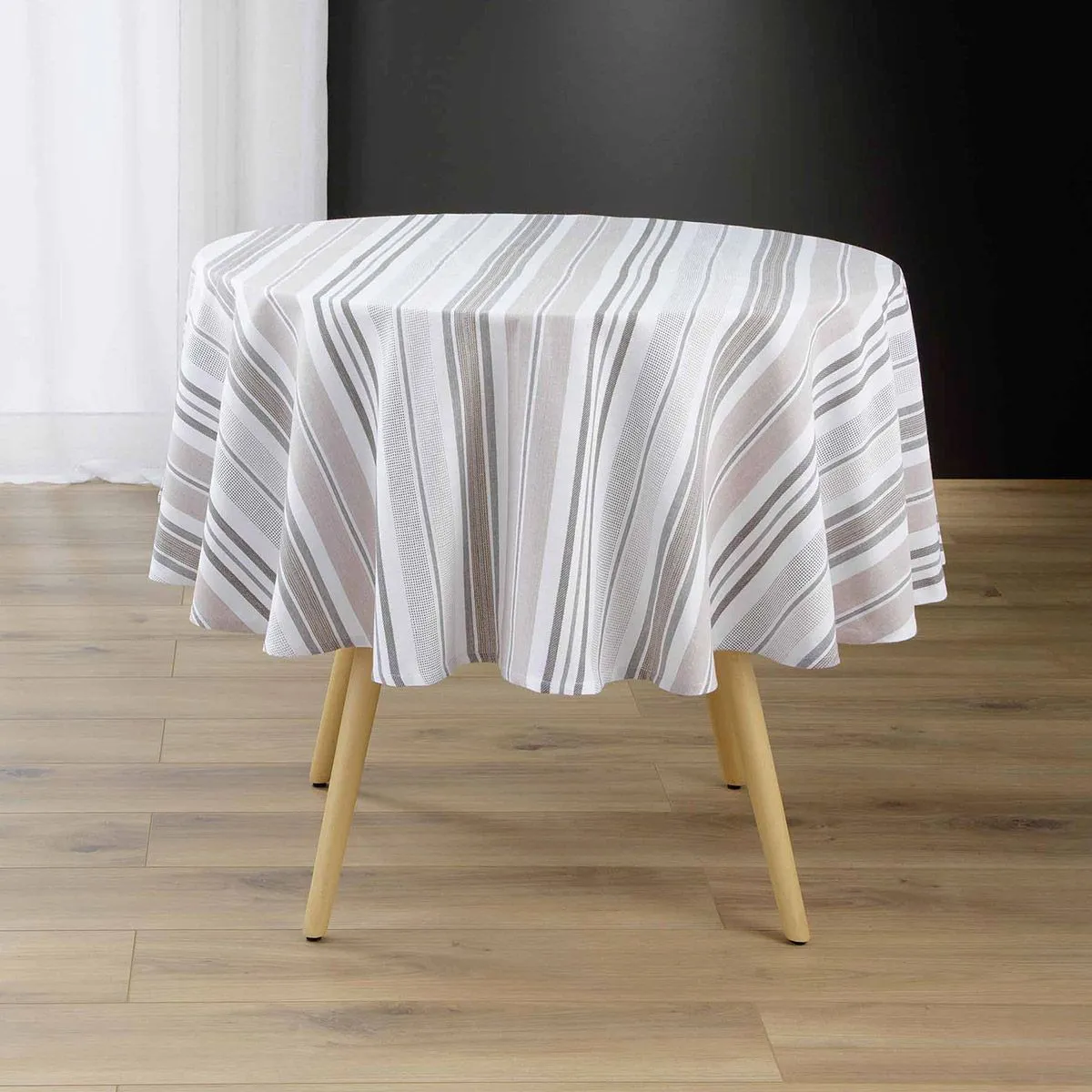 Nappe Ronde Imprimé "melina" 180cm Gris