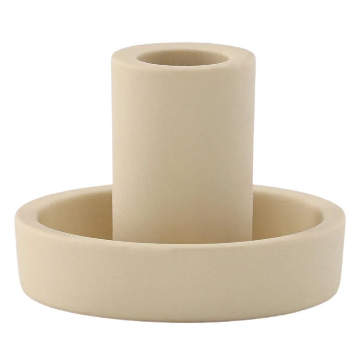 Bougeoir Design en Argile "Ceco" 11cm Beige
