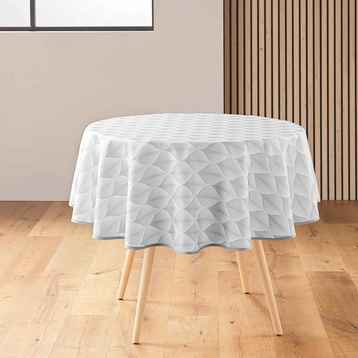 Nappe Ronde Antitache Imprimé "kalini" 180cm Gris