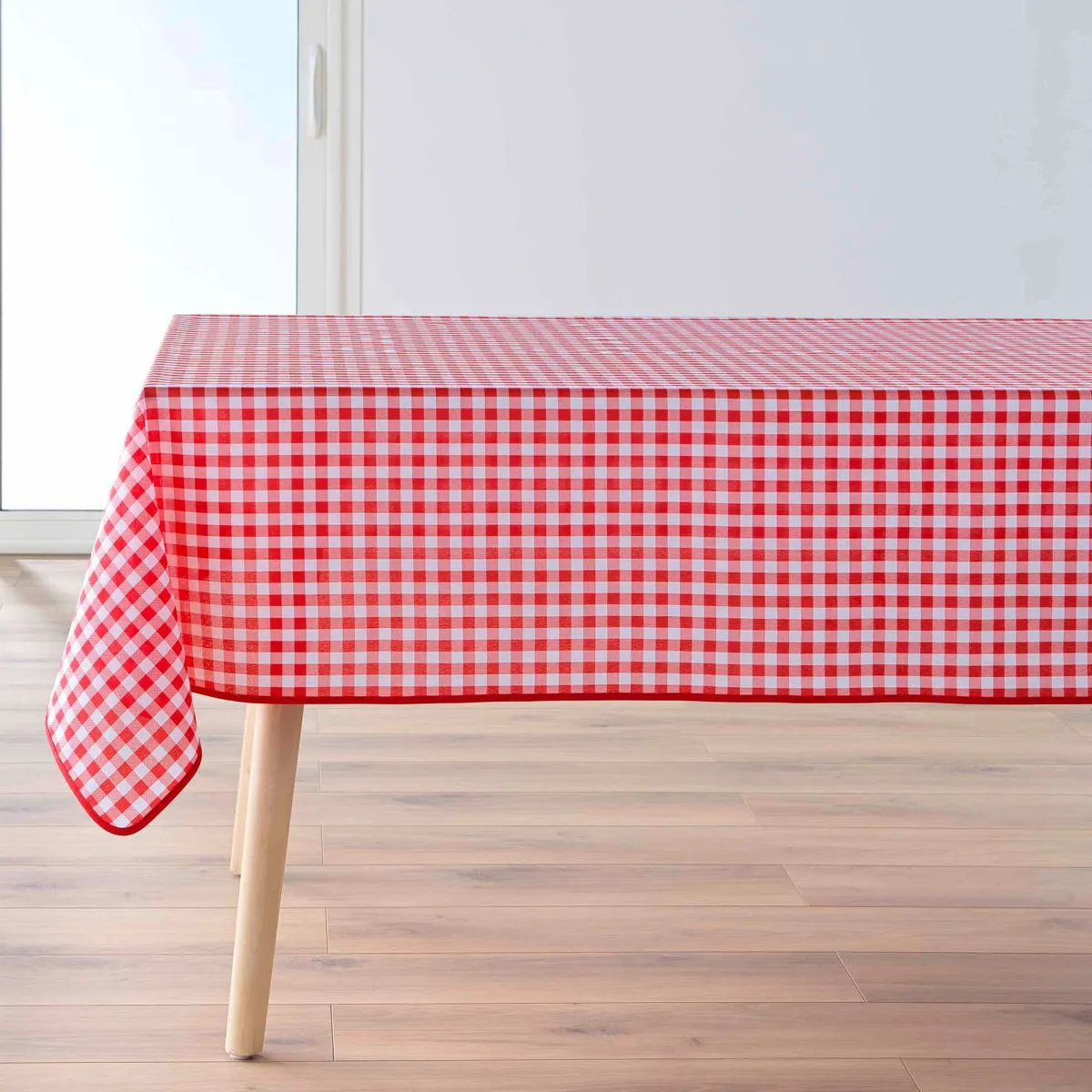 Nappe Antitache Imprimé "vichy" 150x150cm Rouge