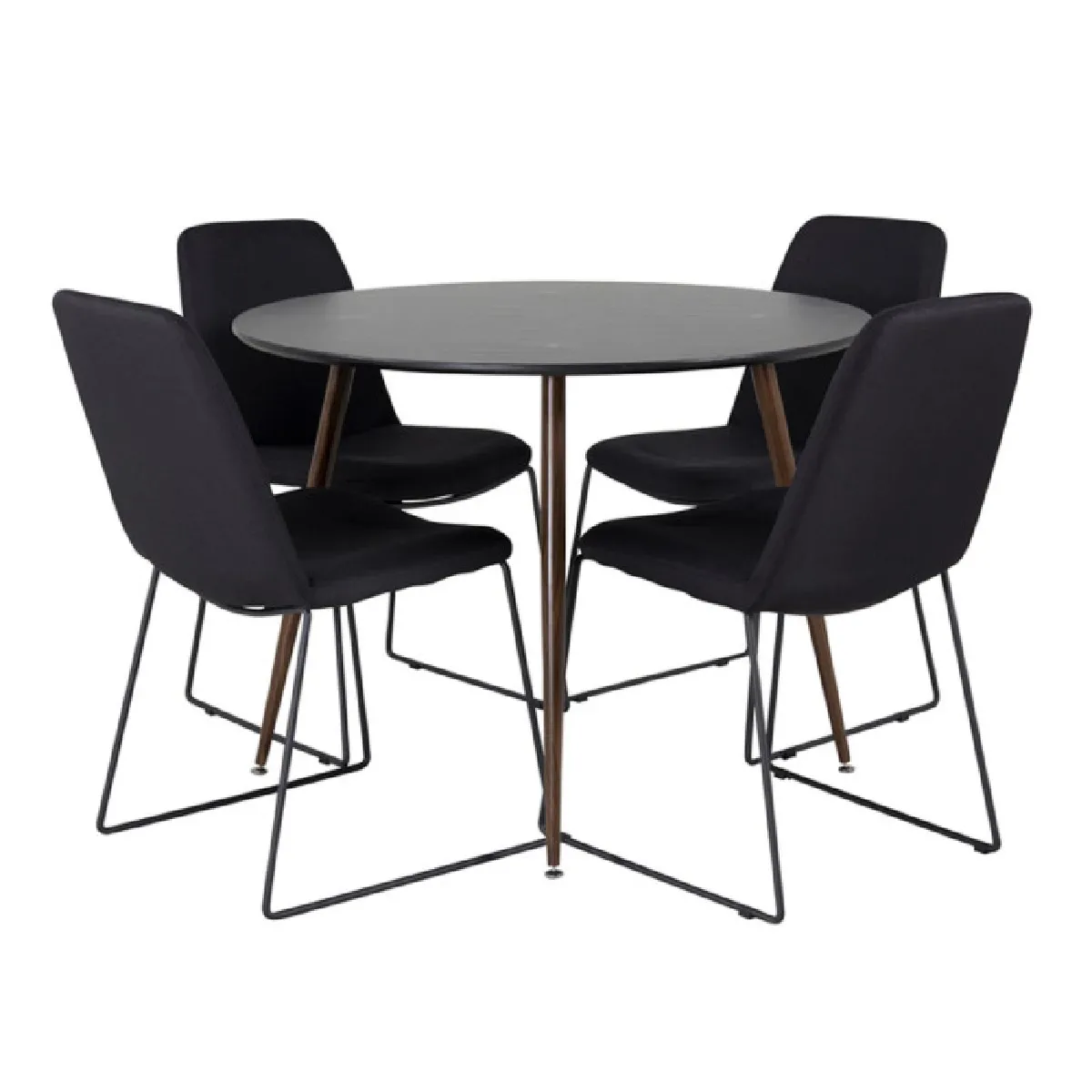 Ensemble Table à Manger & 4 Chaises "Plaza & Muce" 100cm Noir