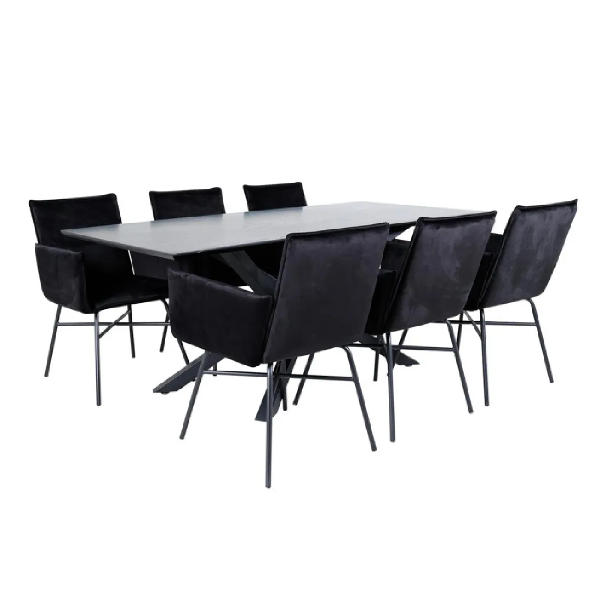 Ensemble Table à Manger & 6 Chaises "Piazza & Petra" 180cm Noir