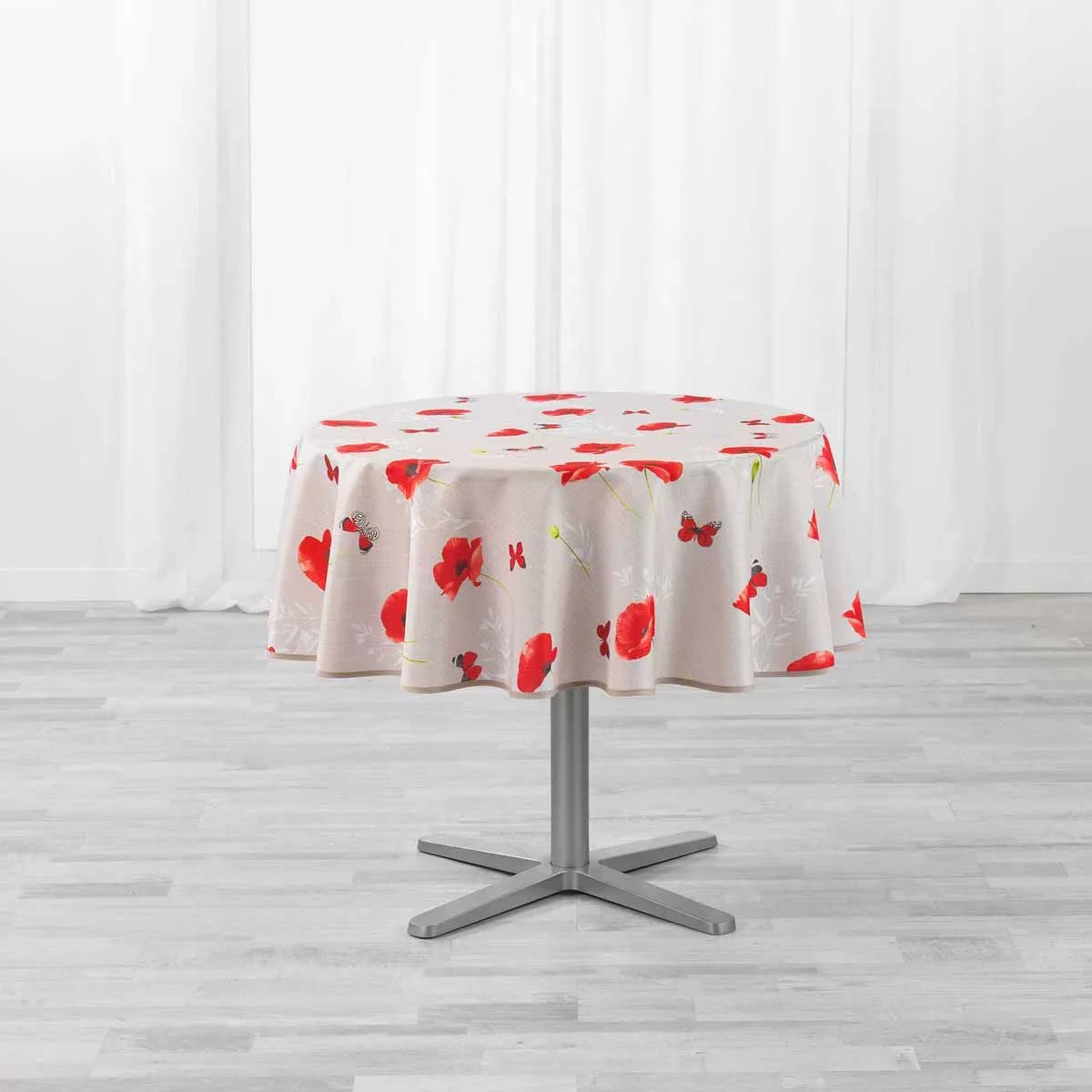 Nappe Antitache Ronde "sweet Poppy" 180cm Rouge