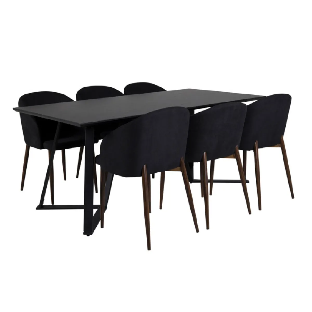 Ensemble Table à Manger & 6 Chaises "Marina & Arch" 180cm Noir