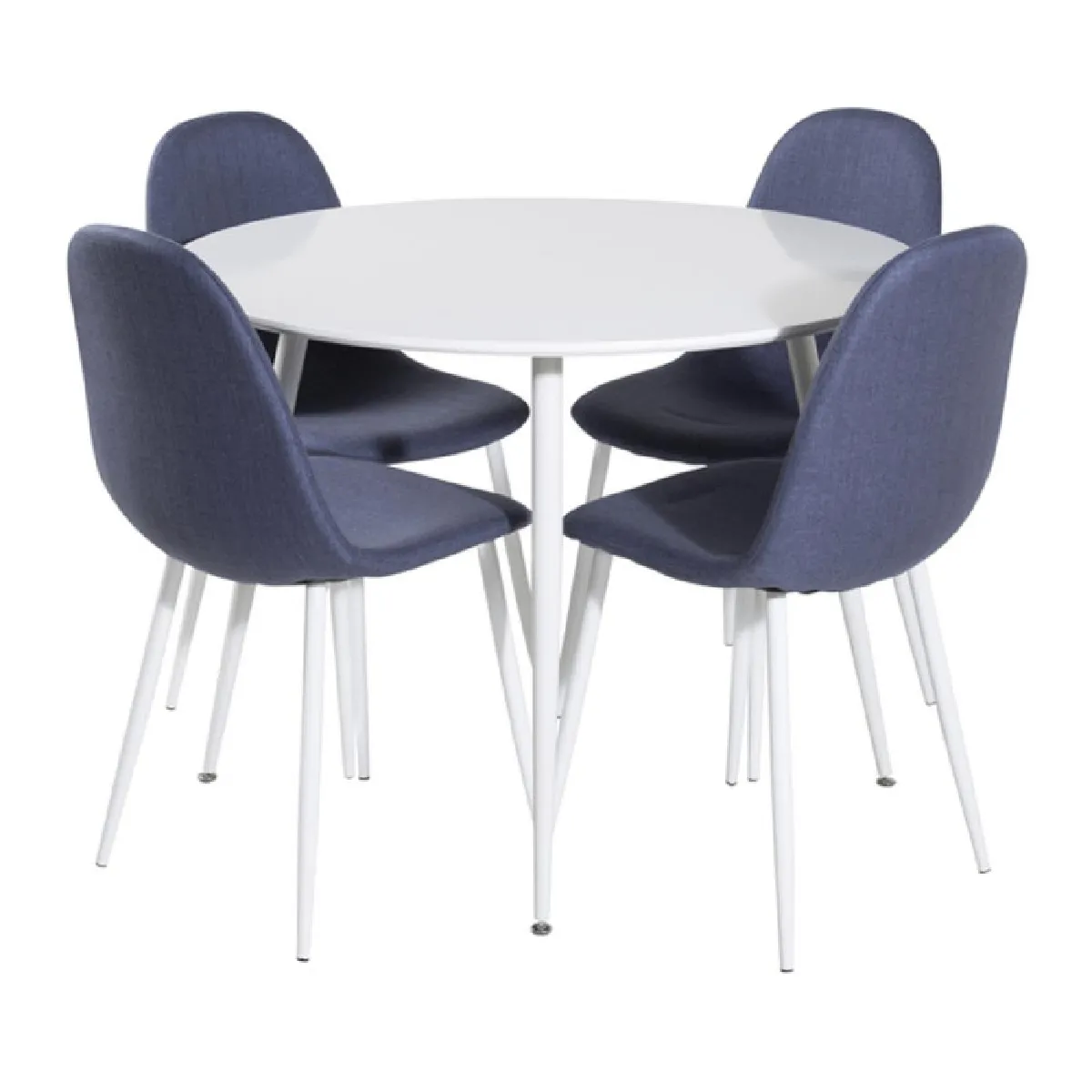 Ensemble Table à Manger & 4 Chaises "Plaza & Polar" 100cm Blanc & Bleu