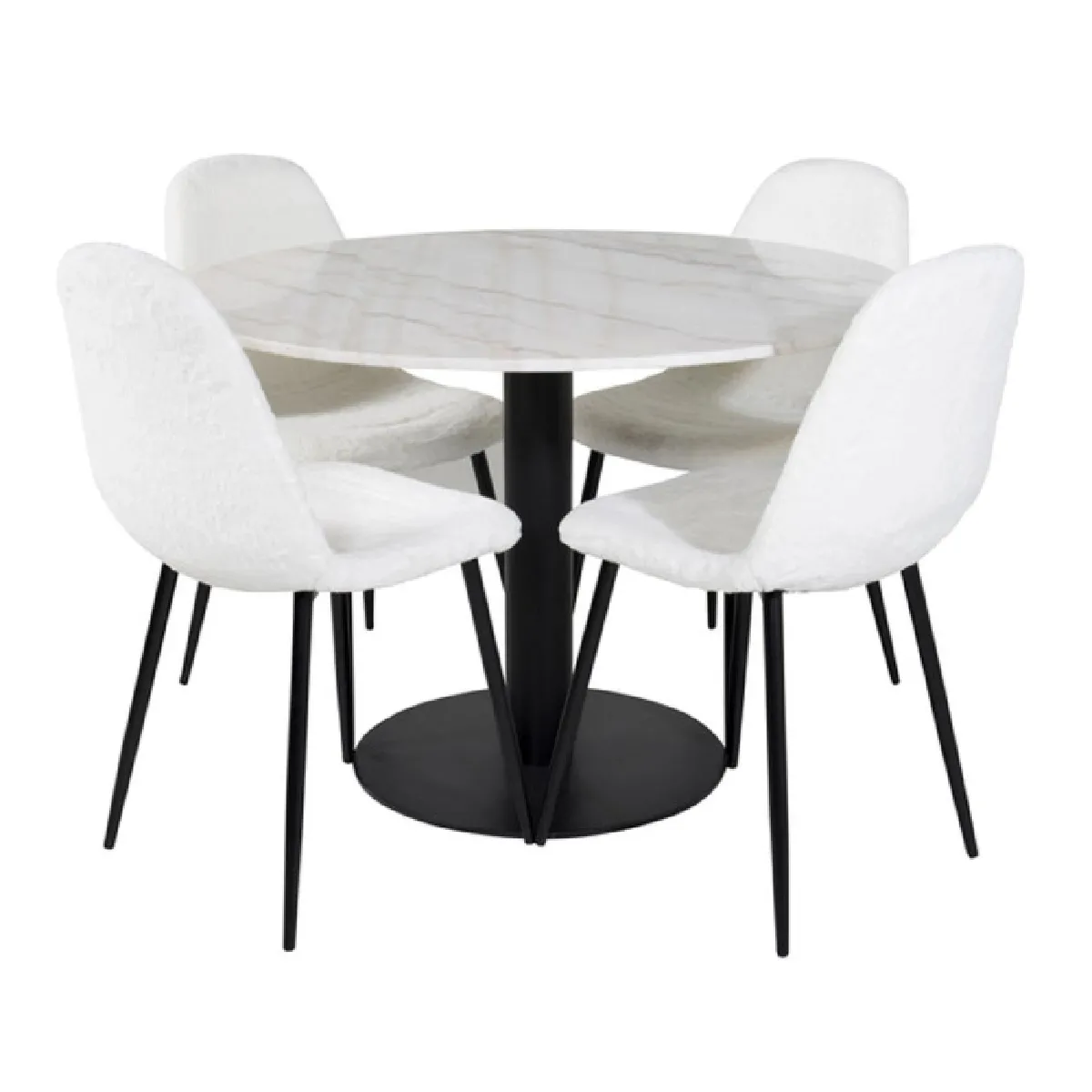Ensemble Table à Manger & 4 Chaises "Estelle I & Polar I" 106cm Blanc