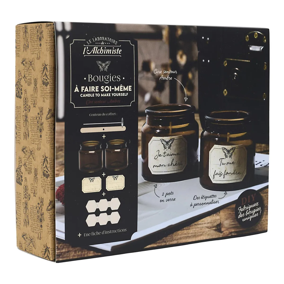 le kit bougie apothicaire noir en verre