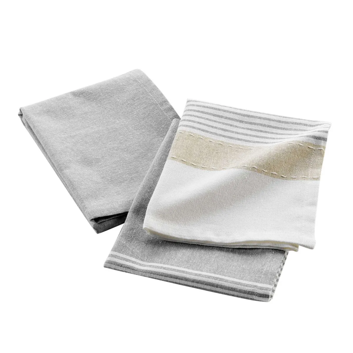 Lot De 2 Torchons De Cuisine "iliade" 50x70cm Gris