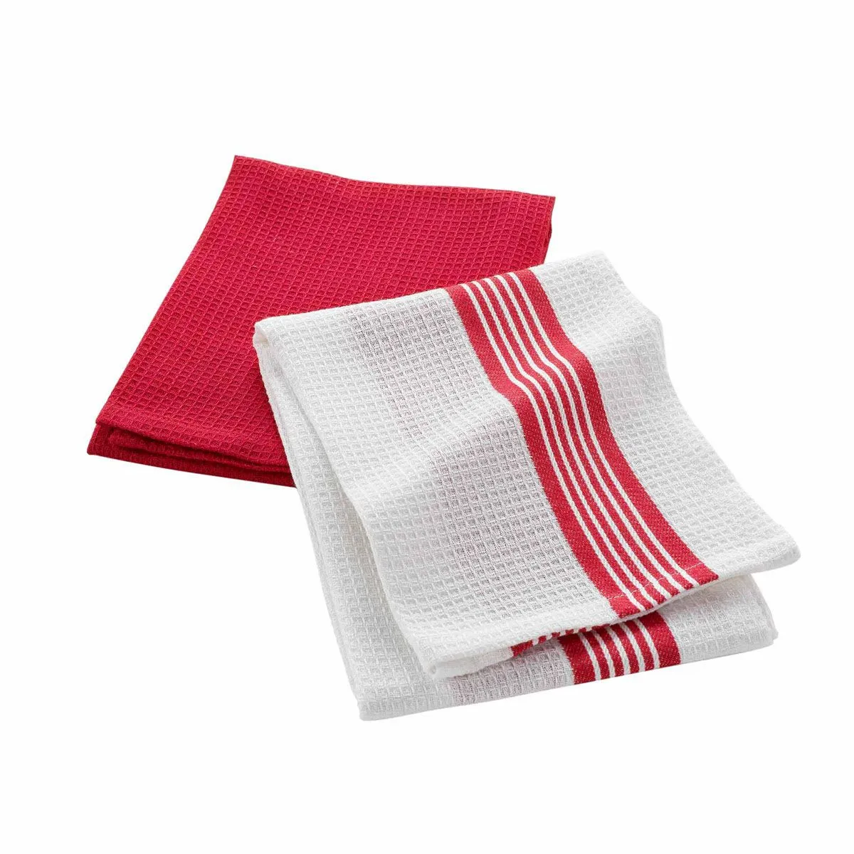Lot De 2 Torchons Nid D'abeille "suzette" 50x70cm Rouge