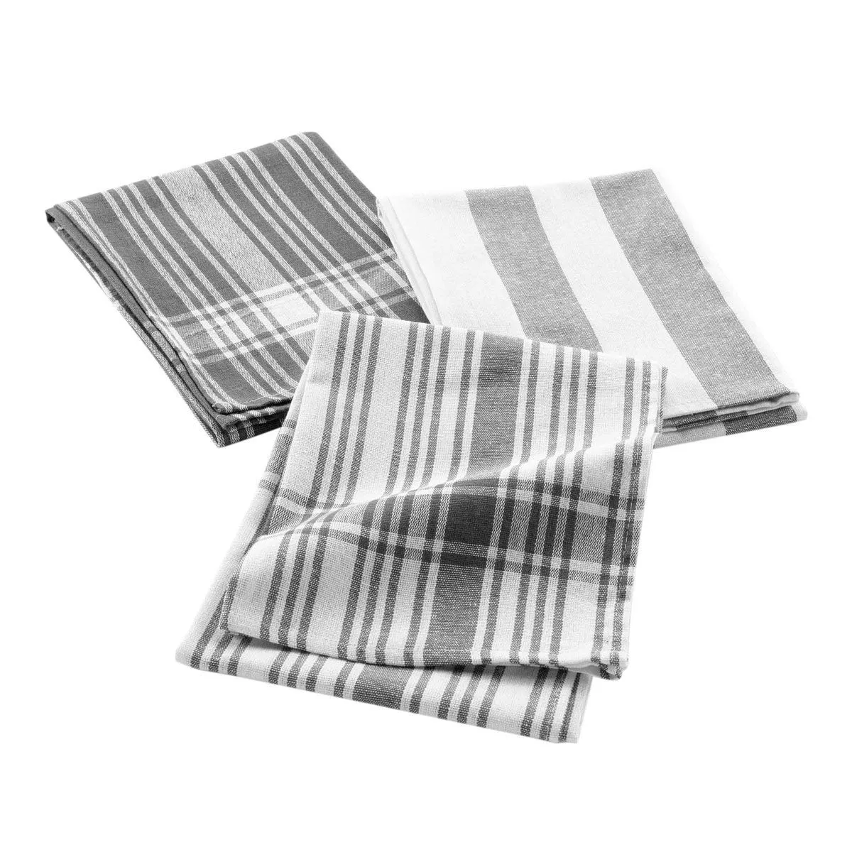 Lot De 3 Torchons "bayado" 50x70cm Anthracite