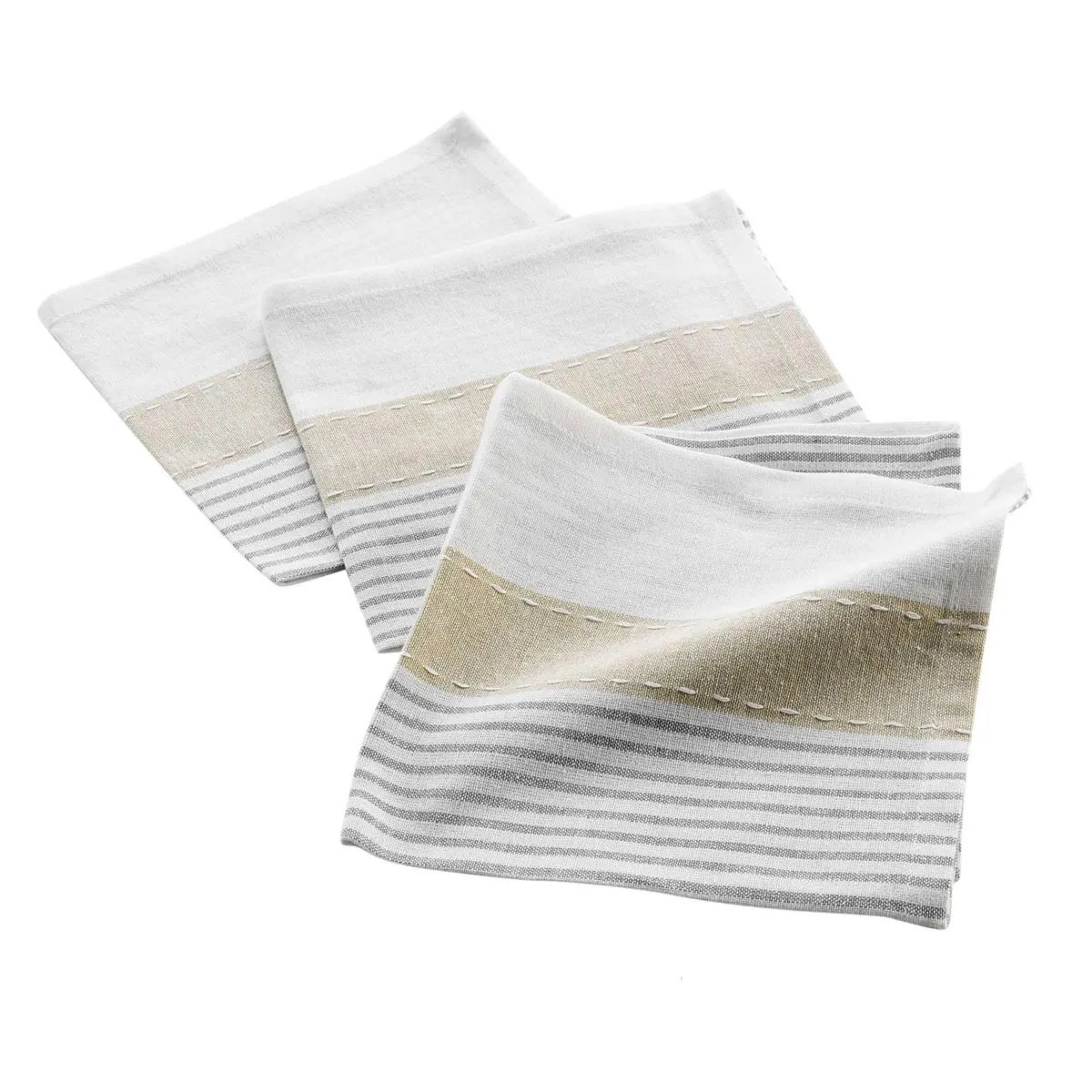 Lot De 3 Serviettes De Table "iliade" 40x40cm Gris