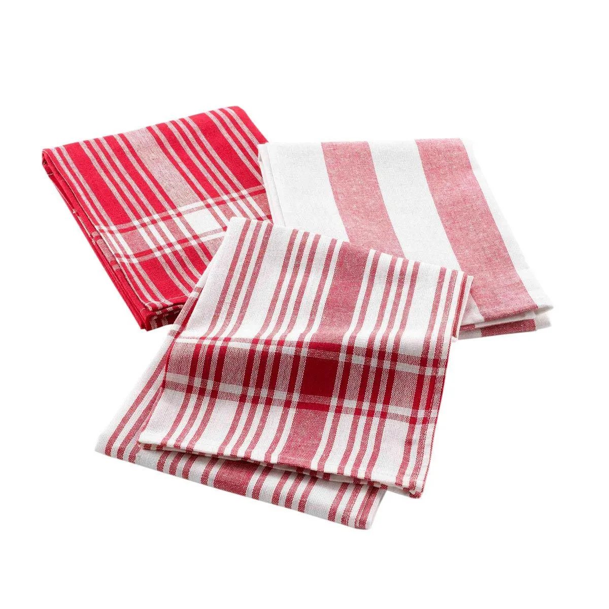 Lot De 3 Torchons "bayado" 50x70cm Rouge