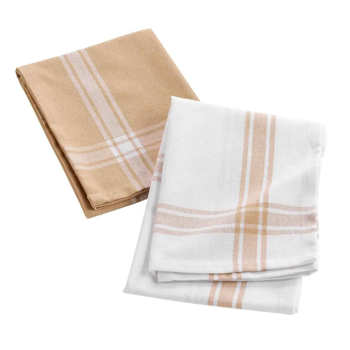 Lot De 2 Torchons "cuisiline" 50x70cm Beige