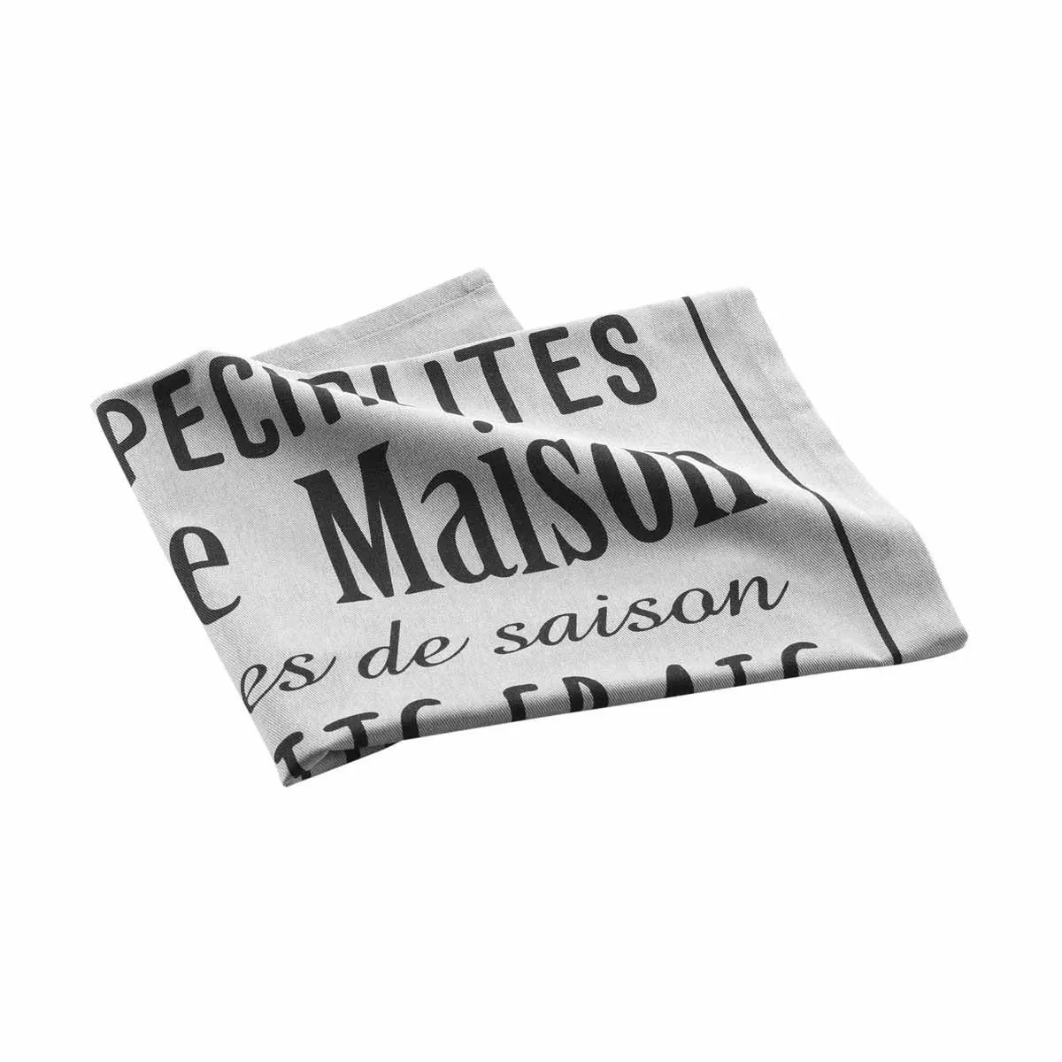 Torchon De Cuisine Imprimé "popote" 50x70cm Gris