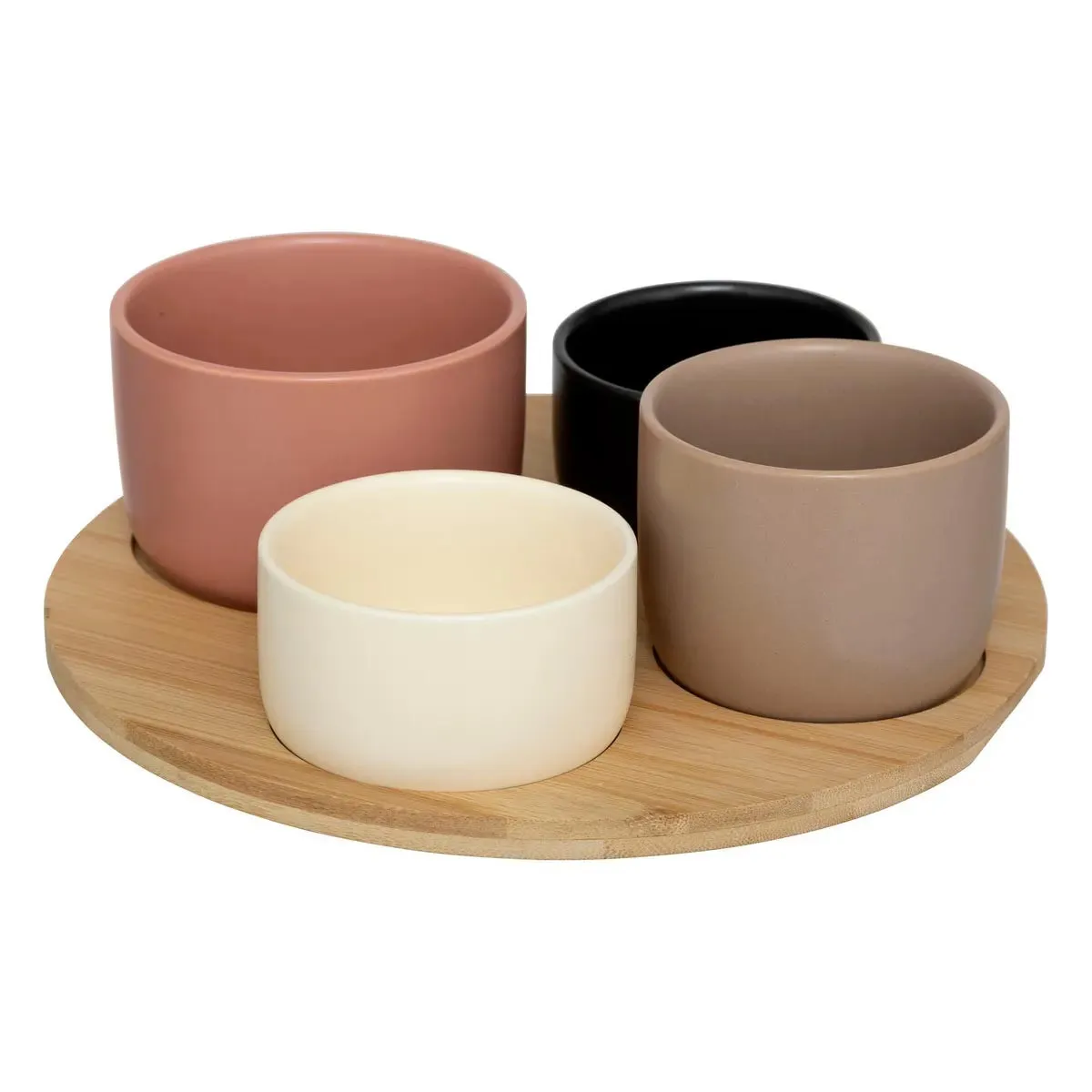 Set Apéritif "wavy Bliss" 5 Pièces En Bambou Et Céramique - Sg Secret De Gourmet
