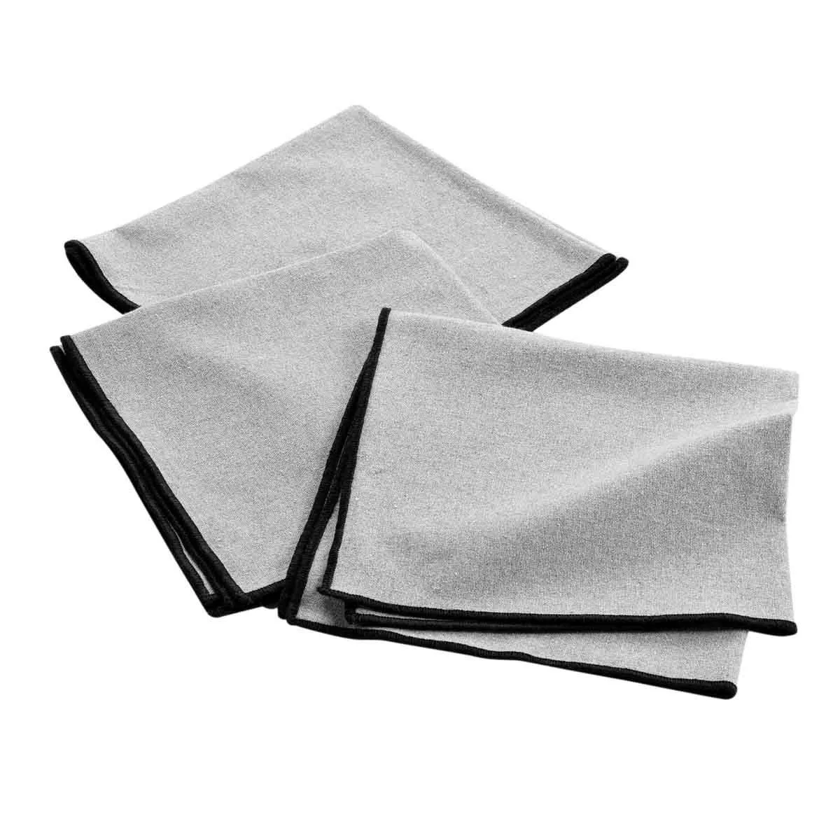 Lot De 3 Serviettes De Table "mistraline" 40x40cm Gris Chiné