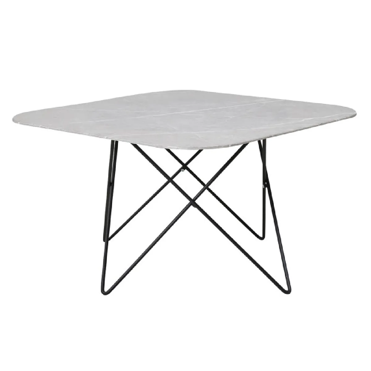 Table Basse en Verre Marbré "Tristar" 80cm Gris
