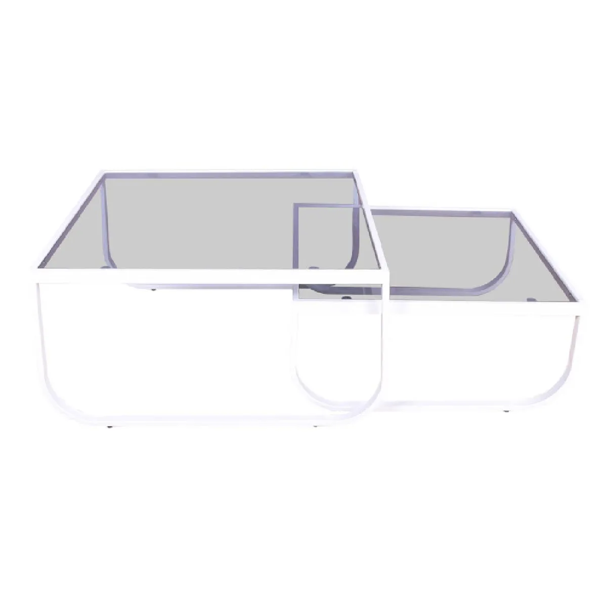 Lot de 2 Tables Basses en Verre "Rocker" 80cm Blanc