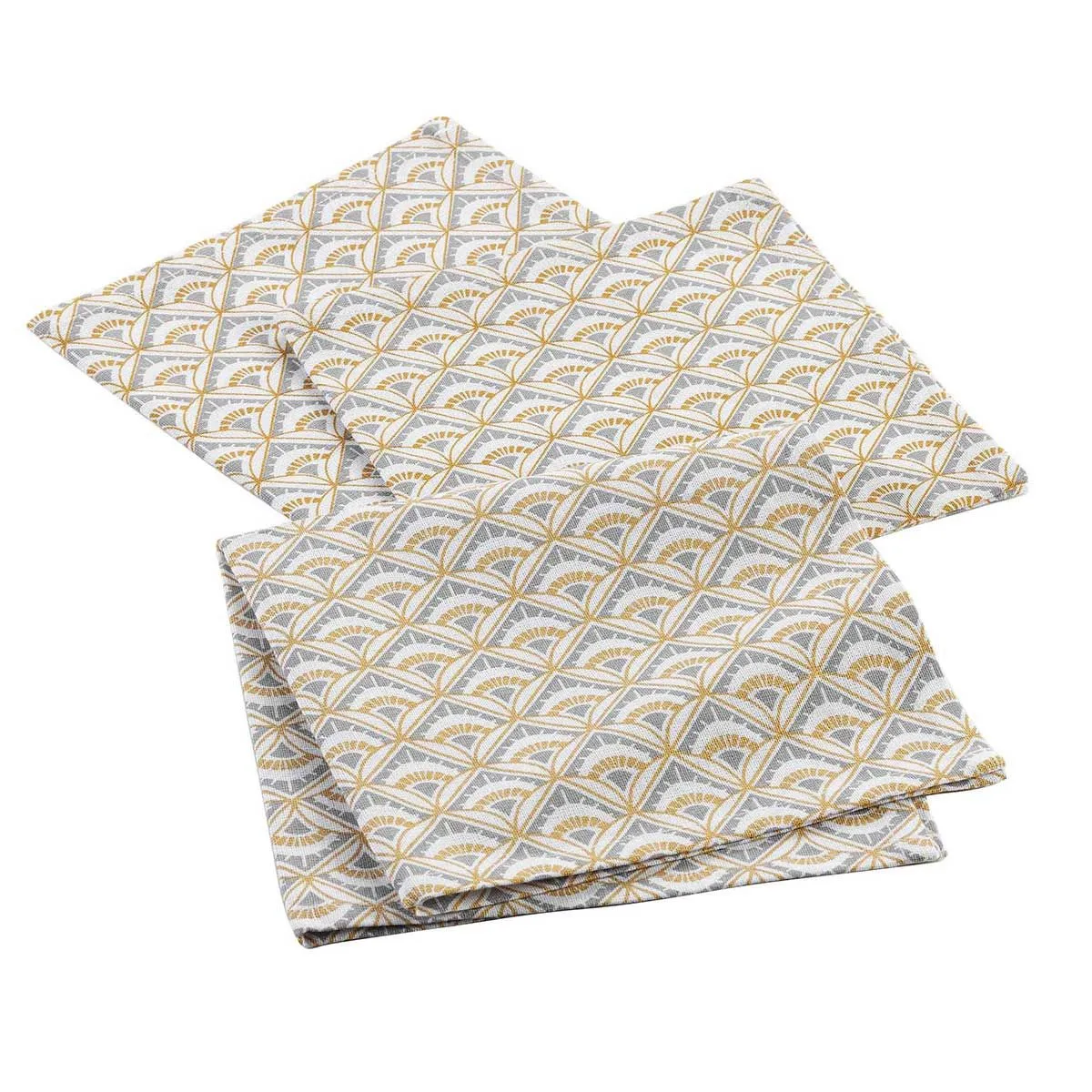 Lot De 3 Serviettes De Table "méridienne" 40x40cm Gris