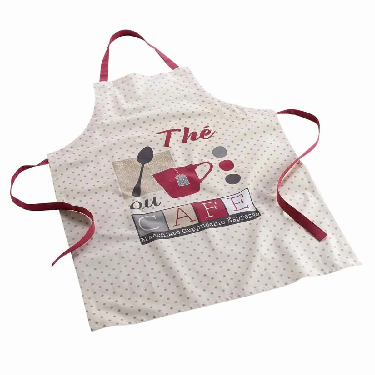 Tablier De Cuisine Imprimé "déjeuner" 84cm Taupe