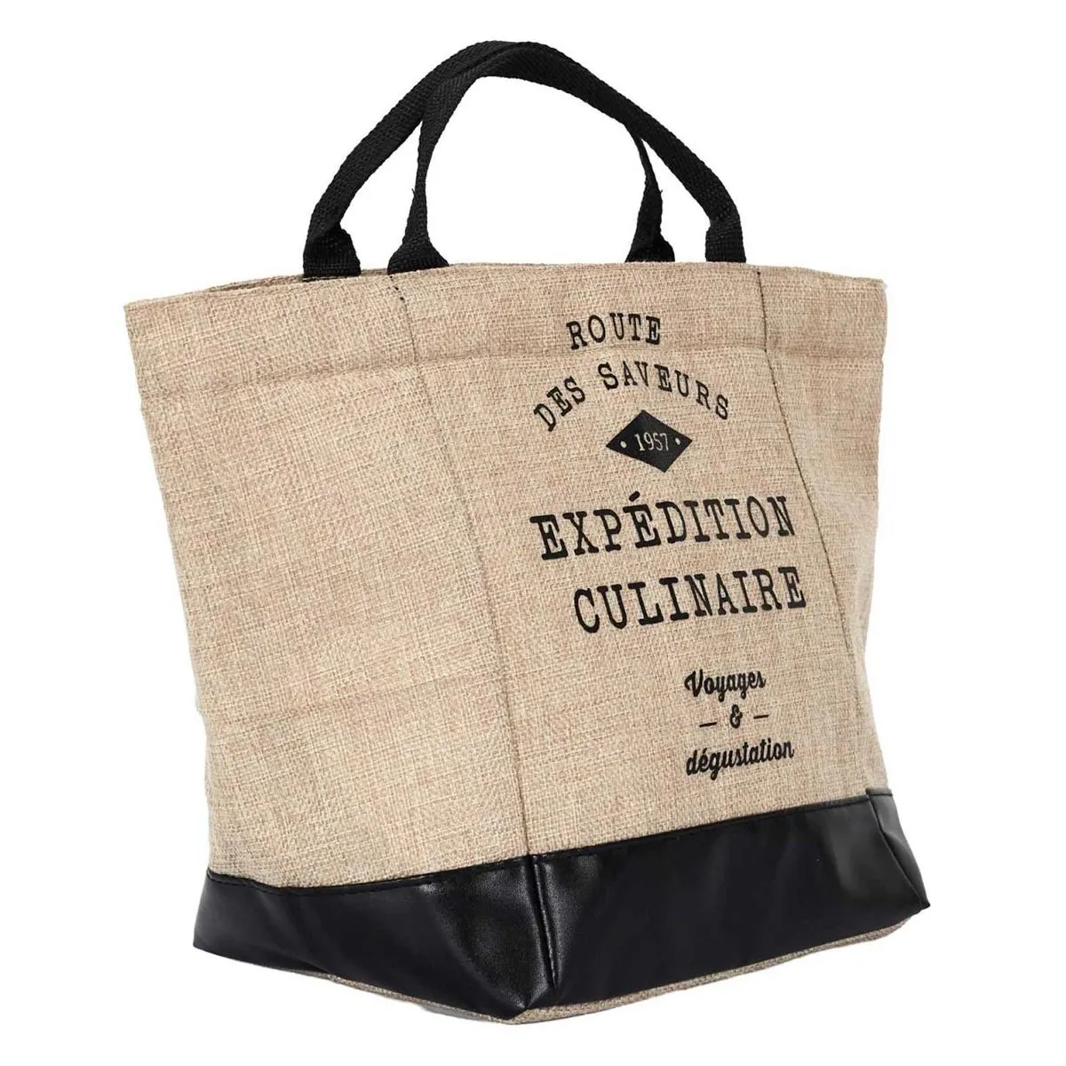 Lunch Bag - Cook Concept - Fraîcheur - Isotherme - Effet Jute - Beige Et Noir