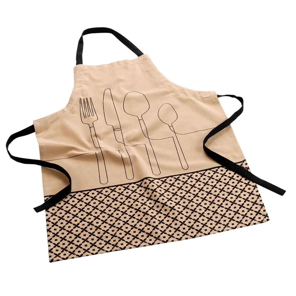 Tablier En Coton Recyclé "cuisiline" 84cm Beige