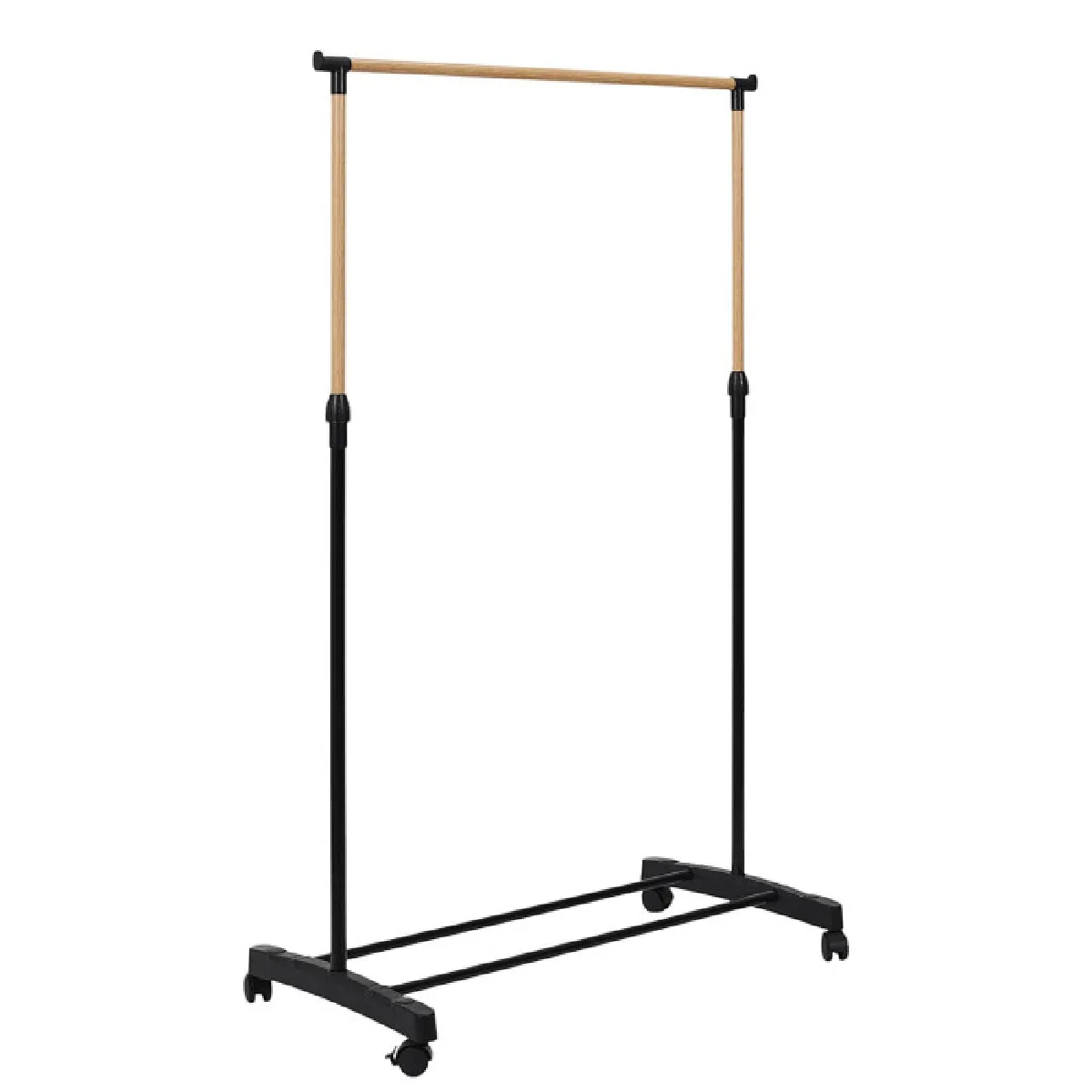 Portant - JE CHERCHE UNE IDEE - Effet Bois - Ajustable - Avec Roulettes