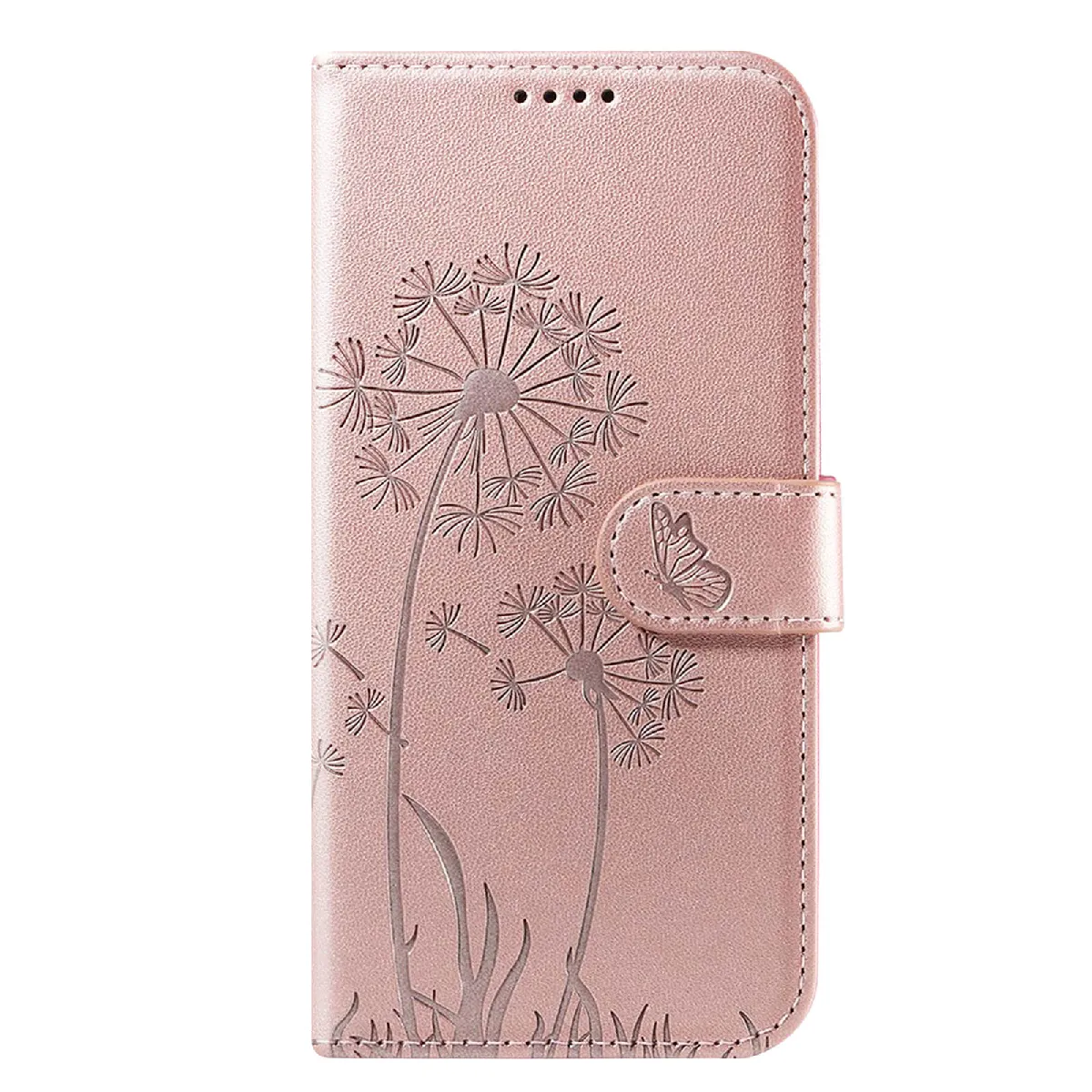 Étui Portefeuille Pour Iphone Air Premium Design Fleurs Papillon Rose Champagne Zanaé
