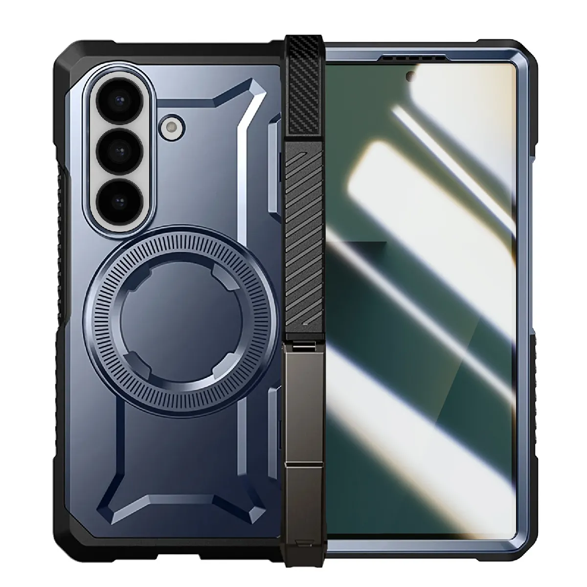Coque Magsafe Pour Samsung Z Fold 7 Avec Béquille Antichoc 6m Bleu Supcase
