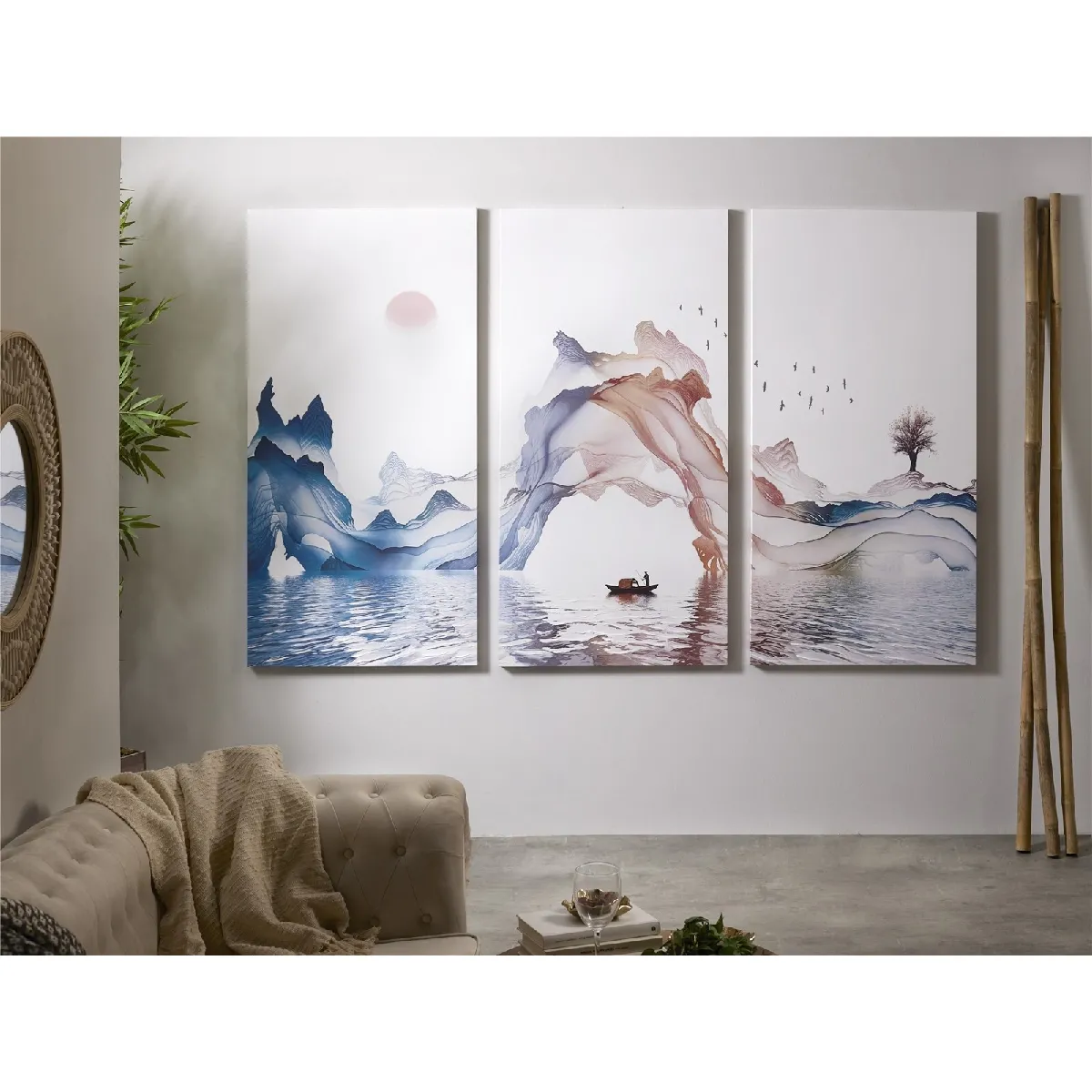 Toile imprimée, paysage abstrait multicolore, 50 % huile, 70 x 140 cm, s 3. 70 x 3 x 140 cm