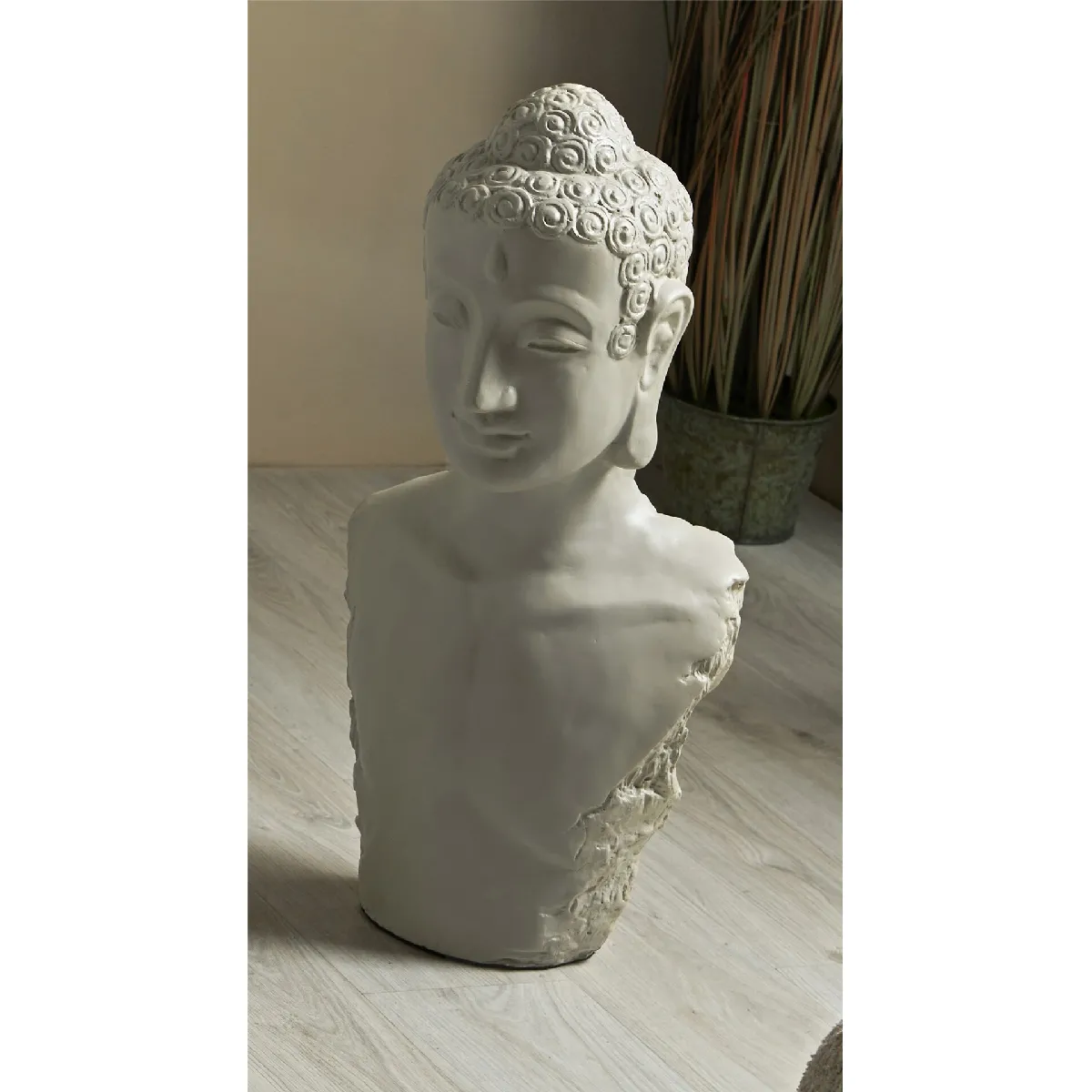 Buste du jeune Bouddha, taupe, 74 cm, 36 x 28 x 74 cm