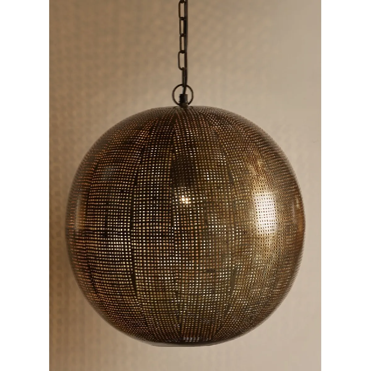 Plafonnier rond Charlotte, cuivre vieilli et or, 40 cm x 40 cm x 45 cm