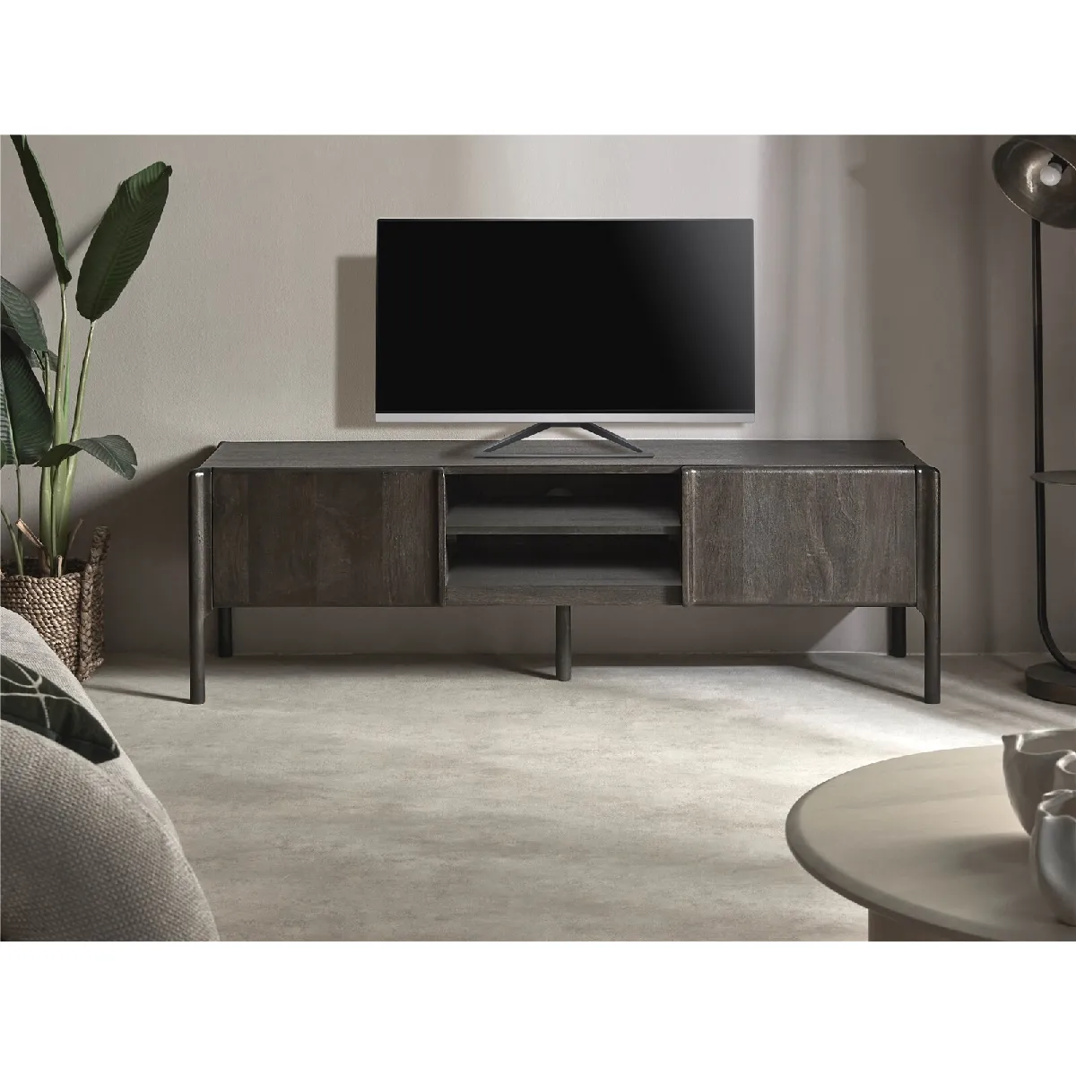 Meuble TV Ares, couleur mangue wengé, 160 x 45 x 50 cm