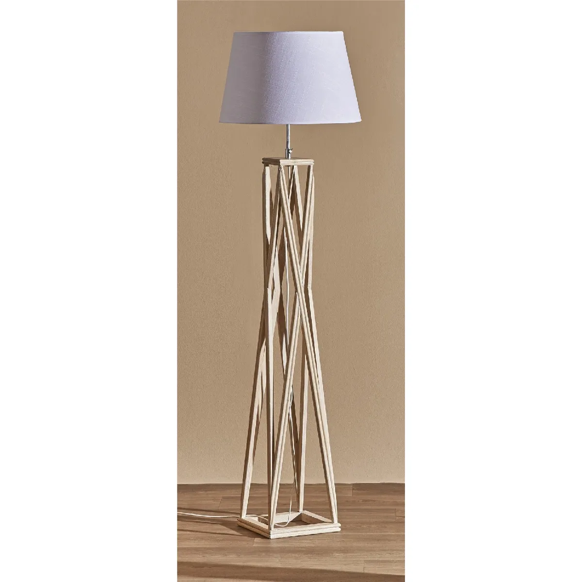 Lampadaire Pike, abat-jour blanc, 160 cm x 45 cm