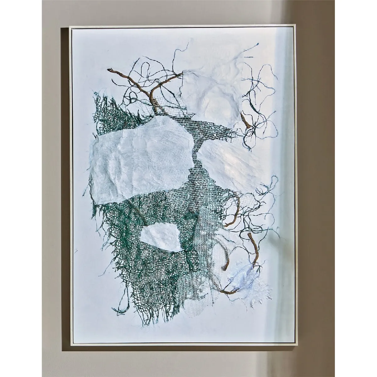 Peinture abstraite moderne sur toile grise avec cadre 72x102cm 72x5x102cm