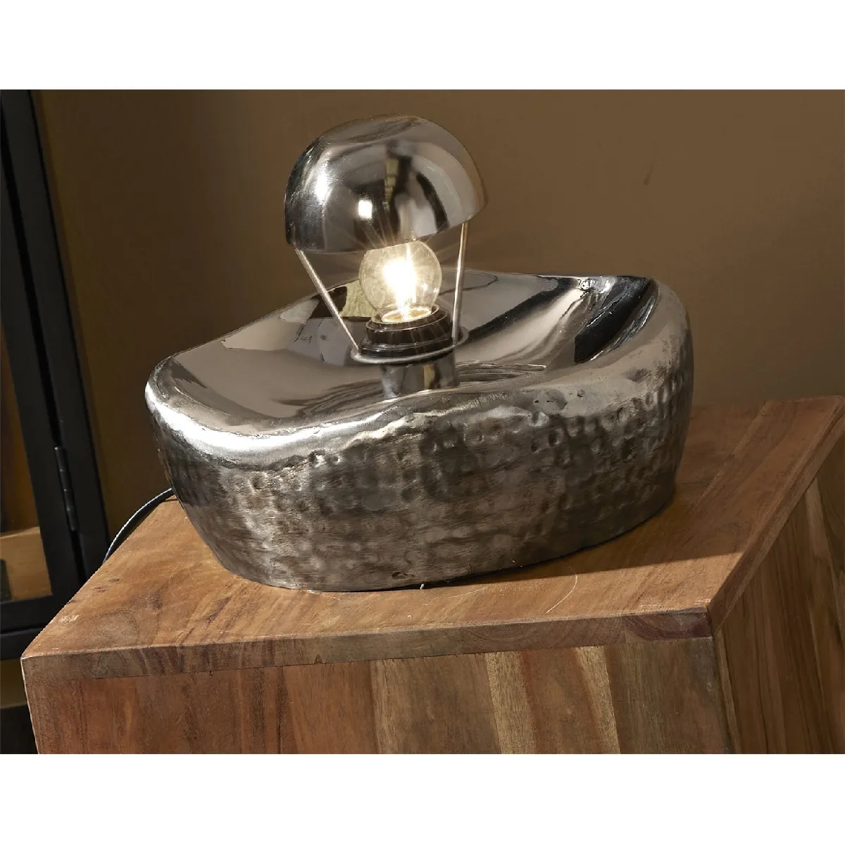 Lampe de table Levy, argent vieilli, 24 cm x 30 cm
