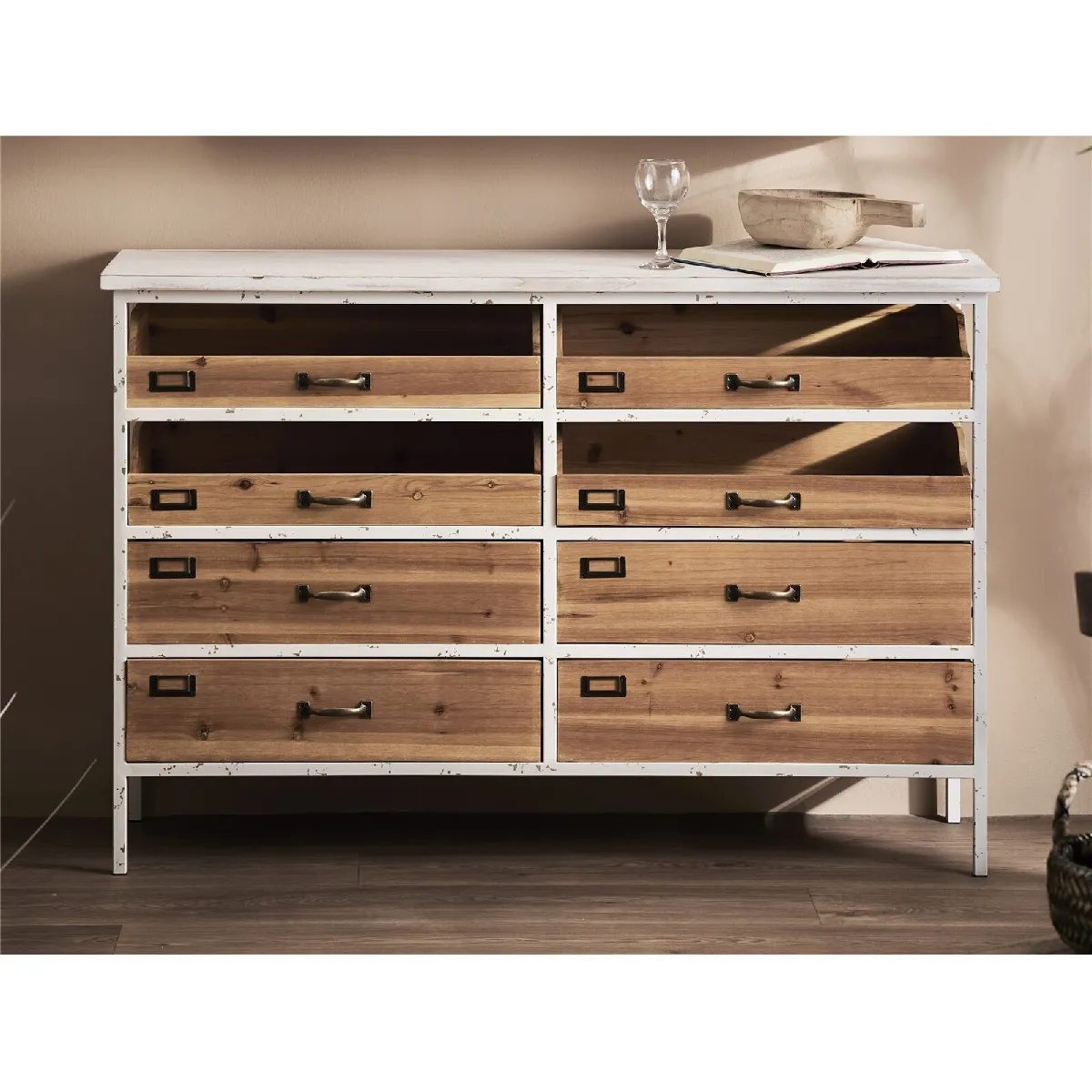 Buffet Macao à 5 tiroirs, 81 cm, 121 x 35 x 81 cm
