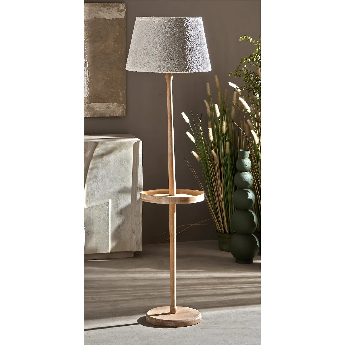 Lampadaire Soval, abat-jour en nickel argenté, 161 cm, 45 cm de diamètre x 161 cm de hauteur